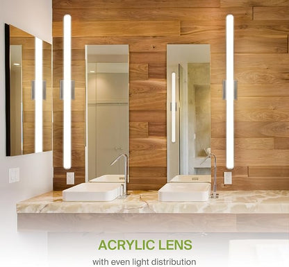 ASD 48" LED Linear Vanity Light Fixture, Modern Bathroom Sconce — 3 Color 3000K-5000K, Dimmable, 35W 3800LM, Energy Star & ETL Listed — Over Mirror Makeup Bar for Bedroom, Cabinets — Nickel, 4 Pack