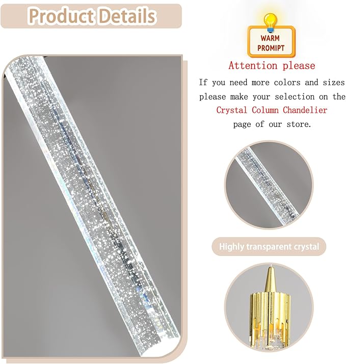 ykolupty Mini Chandelier Modern LED Gold Pendant Lights for Kitchen Island Small Crystal Hanging Light Dimmable 2700k-6000k