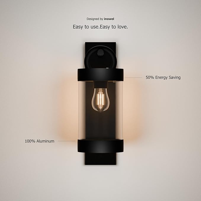 Wall Light Outdoor Lantern with Dusk to Dawn Sensor E26 Bulb (Not Include) Wall Mount Hang Lamp Wall Sconce Lighting Photocell Lights for Porch Front Door Garden IP44 Waterproof Max 28W