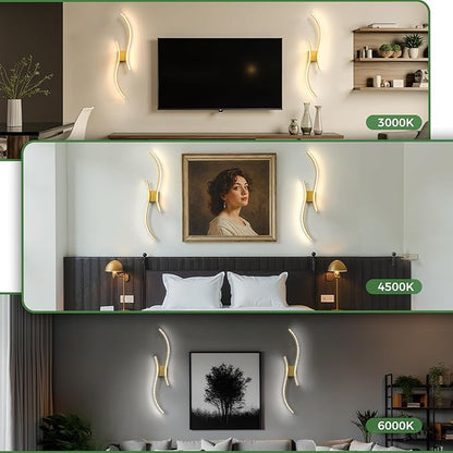DORESshop Battery Operated Wall Sconces Set of 2, Bubble Acrylic Wireless Rechargeable Wall Lights with Dimming, 3000K-6000K, 8000mAh, Sconce Wall Decor for Living Room, Hallway, Bedroom, Gold, 39in