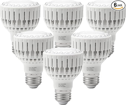 LED Grow Light Bulb E26, Full Spectrum 5000K Plant Light Bulb for Indoor Plants Growing, 12W (Equivalent to 80W), High Output for Faster Growth, 6 Pack