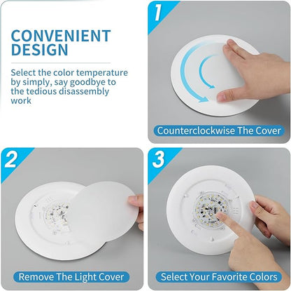 ECOELER 5/6inch LED Disc Light, 16.5W 1100LM, 3000K/4000K/5000K Selectable, Dimmablel Flush Mount Ceiling Light, Installs with J-Box or Recessed Can, ETL & FCC Listed, 24 Pack