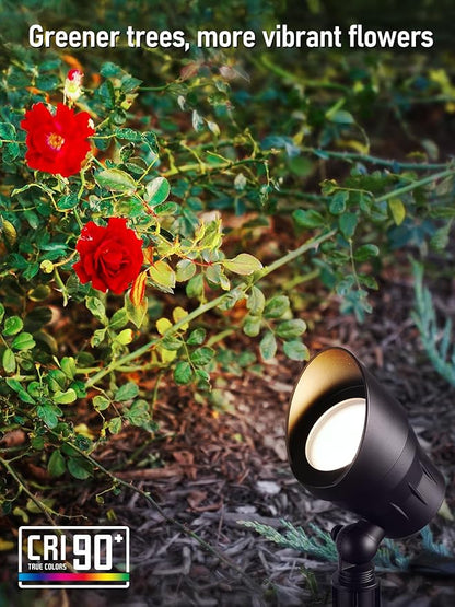 LEONLITE Low Voltage LED Landscape Spotlight, 5W 12V Pathway Lights Outdoor, CRI90, Aluminum Spot Lights for Garden, ETL Listed, IP65 Waterproof, 3000K Warm White, Oil Rubbed Bronze, Pack of 4