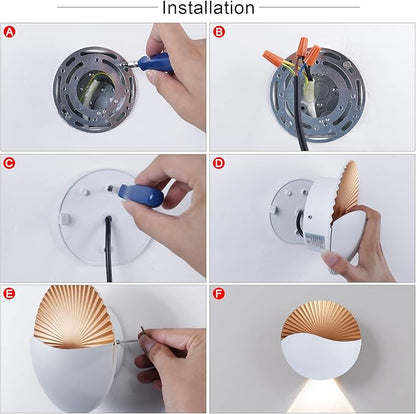 Kawell Modern Creative 12W LED Wall Sconce Waterproof Wall Light Indoor Outdoor Wall Lamp Sunrise Effect Art Deco for Bedroom Living Room Bathroom Cafe Lounge Corridor Stairs,White 3000K