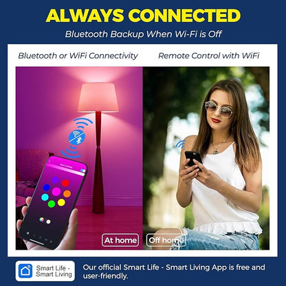 Lightinginside Smart Light Bulbs 100W Equiv., 1350LM 11W Smart Bulb Works with Alexa/Google Home/SmartLife, A19 E26 RGBCW Color Changing, No Hub Required, 2.4G WiFi Bluetooth Bulb, ETL Listed, 1PC
