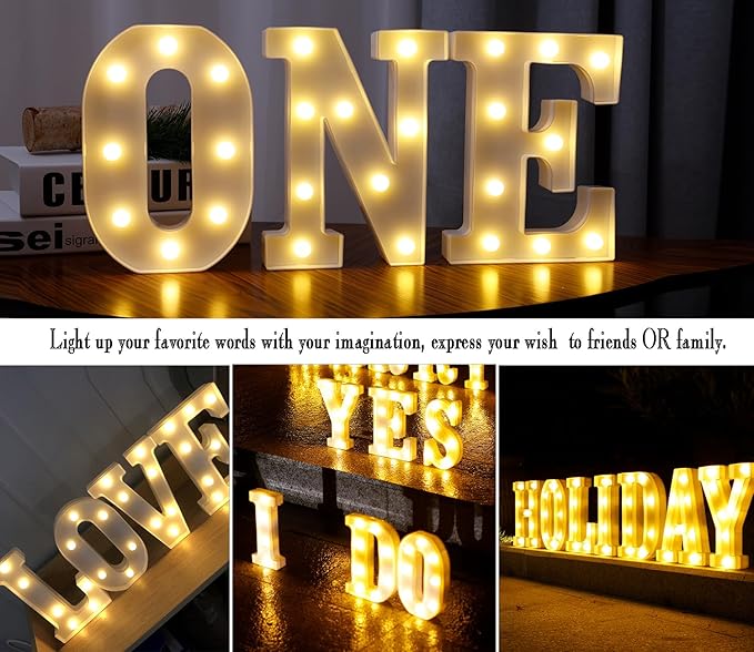 Small Led Marquee Letters, Light Up Letters, 8.58 Inch Led Letter Lights, Battery Powered Lighted Sign for Table, Party, Birthday, Christmas Decor (Letter O)