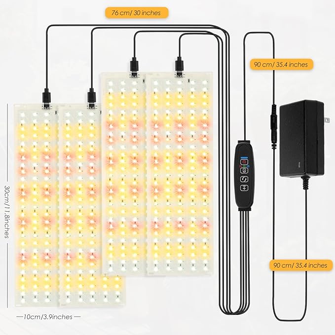 4PCS LED Grow Lights, 40w Full Spectrum Grow Light 540 LEDs Grow Lights for Indoor Plants with Timer Dimmable Thin Grow Light Panel for Under Cabinet Plant Seedlings Flowers Veg and More
