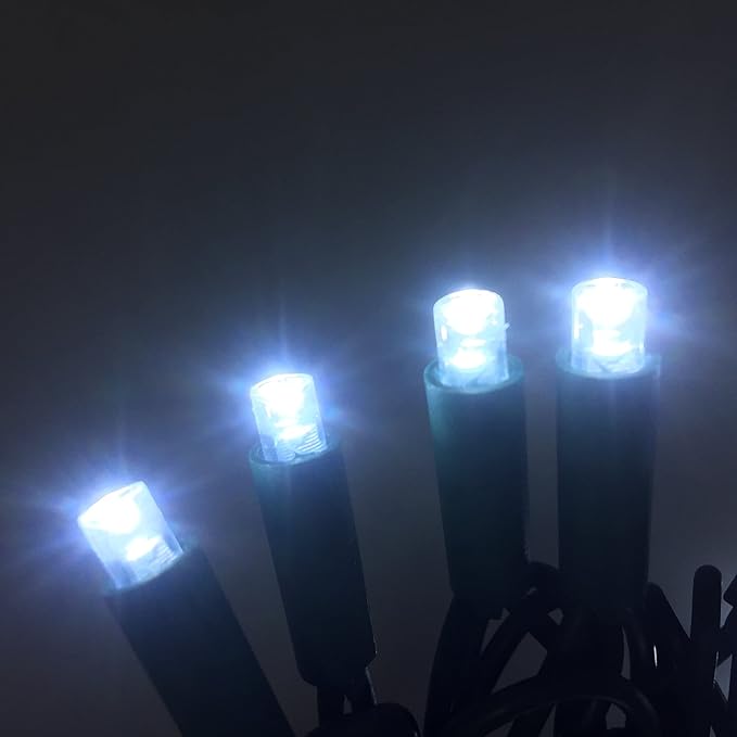 UL Listed 50 Count 5MM Wide Angle Led Christmas Lights Set,Outdoor Mini Led String Light for Garden Patio Tree Lighting Decoration,17 Feet Green Wire (Cold White)