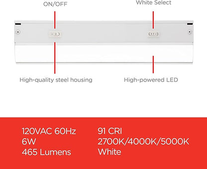 UltraPro 12 inch Hardwired Under Cabinet Lights, 3 Color Settings - 2700K/4000K/5000K - Warm White, Cool White, and Daylight, Under Cabinet Lighting, Dimmable Under Counter Lights for Kitchen, 45366