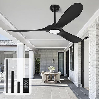heimo 72 Inch Black Ceiling Fan with Light and Remote, Wood Outdoor Ceiling Fans with Lights Dimmable for Bedroom Living Room Patios Proch Office Rustic Extra Large High Cfm Exterior Fan