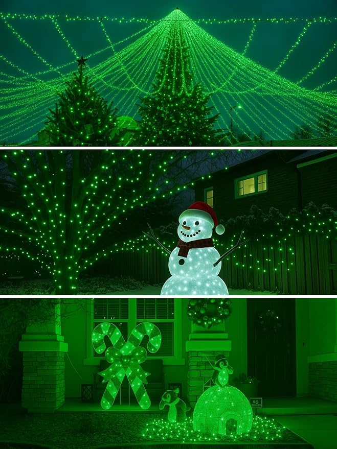 2-Pack 66FT 200 LED St. Patrick's Day Lights, 13 Modes Extendable Christmas Tree Lights with Timer & Memory, Waterproof Twinkle Fairy Lights Green Wire Outdoor String Lights Indoor for Xmas (Green)