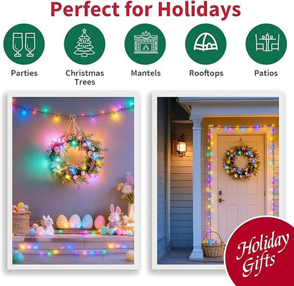 LAMPHOME 100 Ct. Multi-Color Christmas Tree Lights with Green Wire - 20Ft Mardi Gras Lights for Indoor and Outdoor Use - Multicolor Twinkle Christmas Tree Decoration with End Connectors