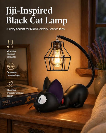 OVANUS Jiji Cat Lamp, Kiki's Delivery Service Night Light, Studio Ghibli Inspired Resin Black Cat Lamp for Bedroom Desk Shelf Decor, Gift for Anime Fans