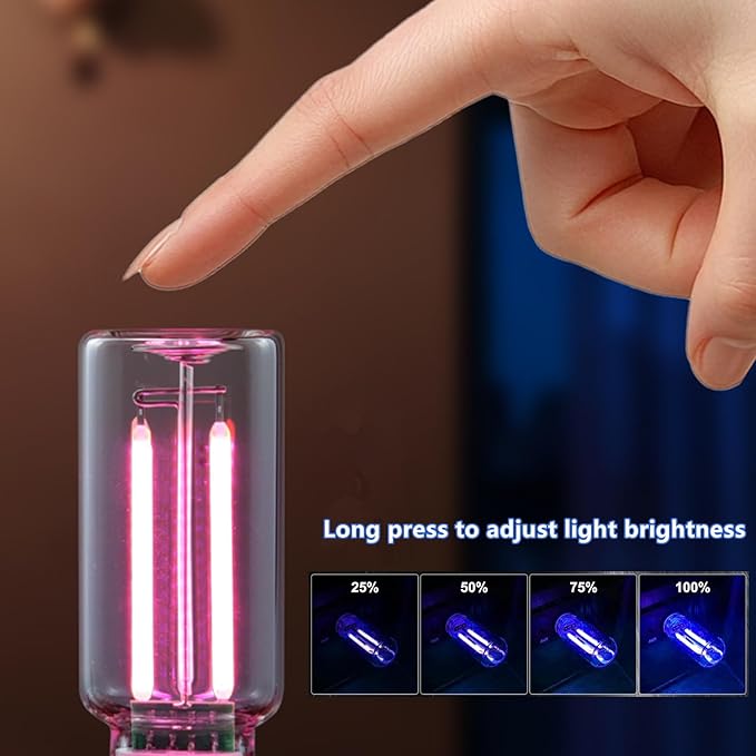 Touch Control Car Atmosphere Light, USB Lights Portable Mini Glass Bottle LED Bulb Night Lights, USE for Vehicle Bedroom Camping Decoration - Red