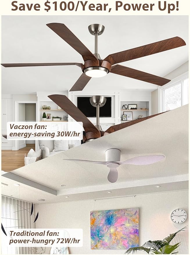 65" Gold Ceiling Fan with Light & Remote - Farmhouse Ceiling Fan with for Bedroom,High Airflow Quiet DC Motor 6-Speed Reversible Indoor/Outdoor