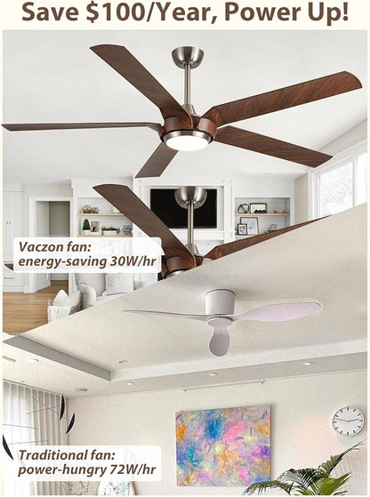 65" Gold Ceiling Fan with Light & Remote - Farmhouse Ceiling Fan with for Bedroom,High Airflow Quiet DC Motor 6-Speed Reversible Indoor/Outdoor