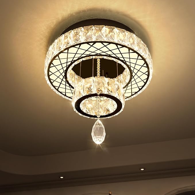 HAIXIANG Chandelier Bedroom LED Light Modern Hallway Ceiling Lighting Fixtures for Kitchen Dining Room Kitchen Remote Dimmable Black Lights