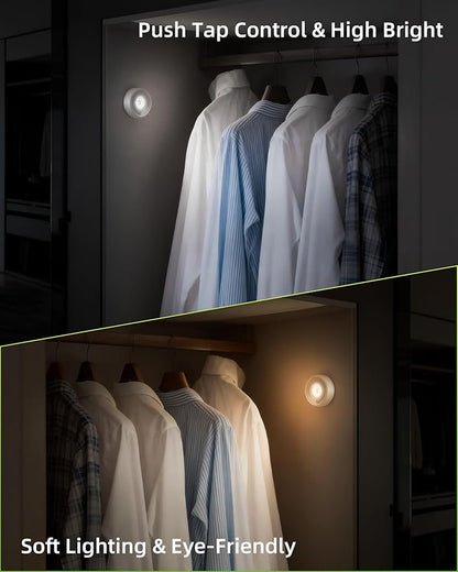 EZVALO LED Puck Lights, 50Lumens, Touch Light, 2.5'' Mini Tap Light, Rechargeable Stick On Tap Lamp, 3 Color Temps, Under Cabinet Lights Wireless, Ideal for Kitchen,Closet,Pantry,Camper(4 Pack)