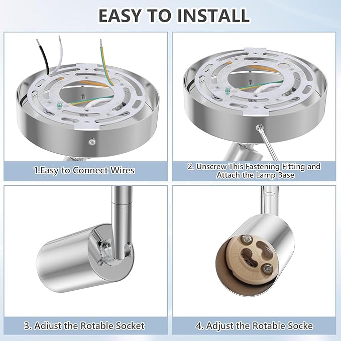 1 Light Track Lighting Spotlight, Flexible Track Lighting Fixture Ceiling, Track Light Ceiling with GU10 Base for Exhibition Hall, Corridor (Bulbs Not Included)