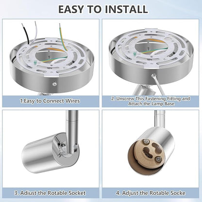 1 Light Track Lighting Spotlight, Flexible Track Lighting Fixture Ceiling, Track Light Ceiling with GU10 Base for Exhibition Hall, Corridor (Bulbs Not Included)