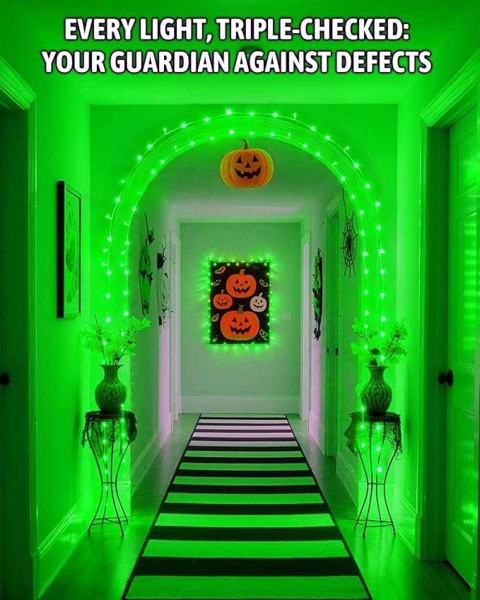 Halloween Lights Battery Operated, Green Fairy Lights with Timer Waterproof 16.4ft 50 LED Halloween Decorations for Outdoor Indoor Patio Home Party Garden Yard Decor