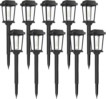 Solar Pathway Lights Outdoor 10 Pack, LED Solar Garden Lights Auto On/Off Waterproof, Warm White Landscape Lighting for Path Yard Walkway Driveway Decor