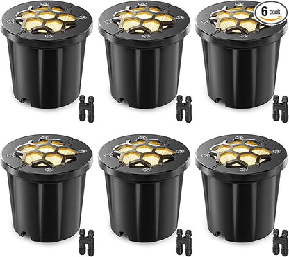 HIBOITEC Low Voltage Landscape Lights 12W, LED Outdoor In-Ground Lights 1200LM Ultra Bright Waterproof IP67 Pathway Lights, 12-24V AC/DC Landscape Lighting for Yard Garden Tree Uplighting, 6 Pack