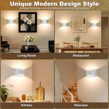 Aluminum Modern LED Wall Sconce Hardwired Indoor Wall Lights Set of 2 Up and Down Wall Mount Light for Bedroom Living Room Bathroom Hallway Entryway Stairwell Warm White 3000K(with G9 Bulbs)