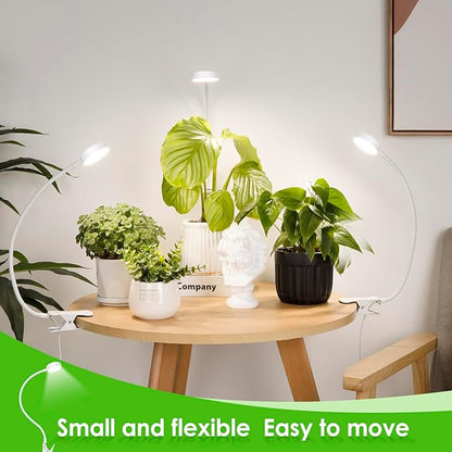 LORDEM Small Pot Clip Grow Light, Full Spectrum LED Plant Grow Lamp for Indoor Growing, Auto On/Off Timer 4/8/12H, Plant Light with 4 Dimmable Brightness Levels, Ideal for Small Indoor Plants, 3 Pack