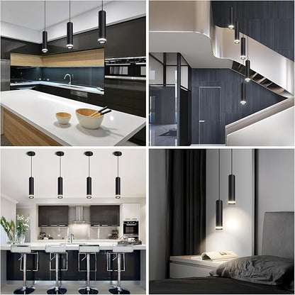 OKELI Modern Pendant Lights, Black LED Pendant Lights Fixtures,3 Color Pendant Lighting for Kitchen Island, Bar,12W,3000K-6000K,ETL(3pack)