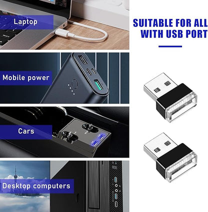 7 PCS USB LED Car Interior Atmosphere Lamp, Portable Mini LED Night Light, Plug-in USB Interface Trunk Ambient Lighting Kit, Universal Interior Car Accessories (Multicolor)