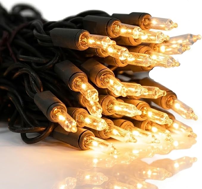 Vigdur 21ft 100 Count String Lights on Brown Wire Cord, UL Approved for Indoor/Outdoor Use, Connectable 120V Clear Outdoor Lights for Xmas Patio Home Party Garden Decor(Warm White)