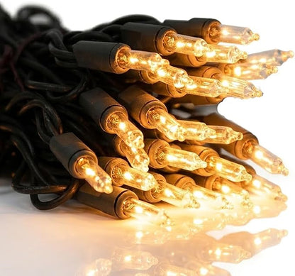 Vigdur 21ft 100 Count String Lights on Brown Wire Cord, UL Approved for Indoor/Outdoor Use, Connectable 120V Clear Outdoor Lights for Xmas Patio Home Party Garden Decor(Warm White)