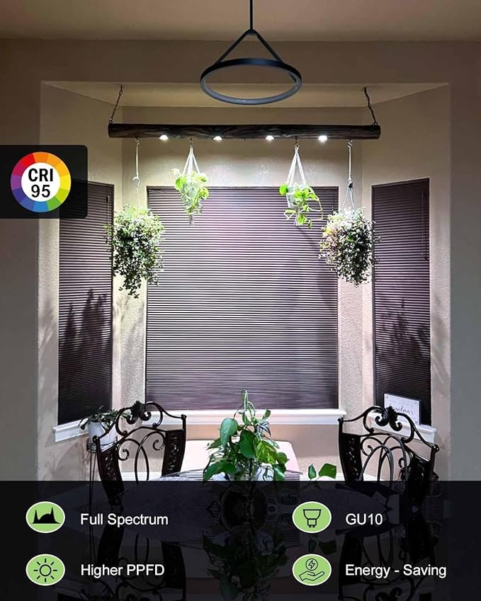 Grow Light, GU10 Full Spectrum Grow Light Bulb, 5W 110V PAR16 LED Plant Light Bulb for Indoor Plants, Neutral White 4000K, 6-Count