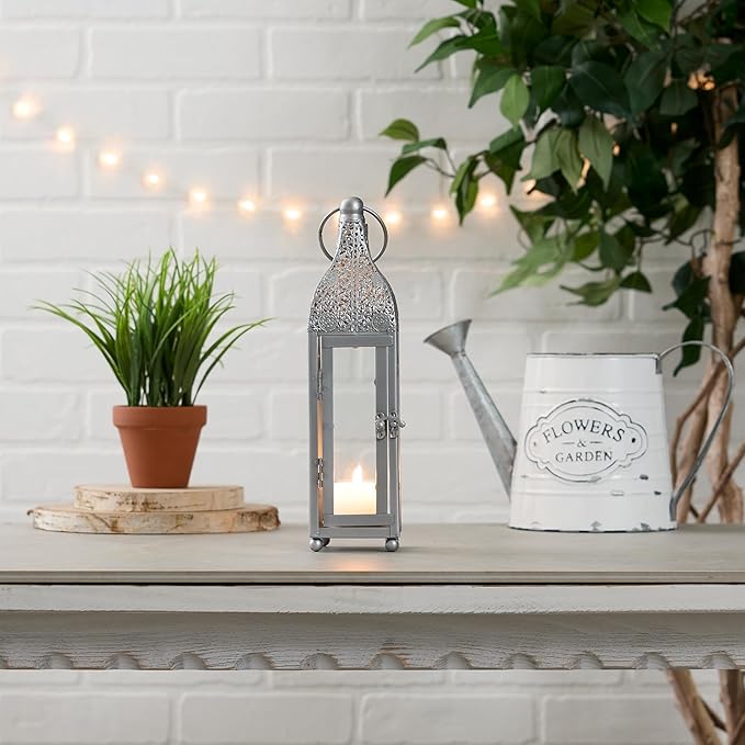 Accent Plus 57070912 Brilliant Candle Lantern, Gray