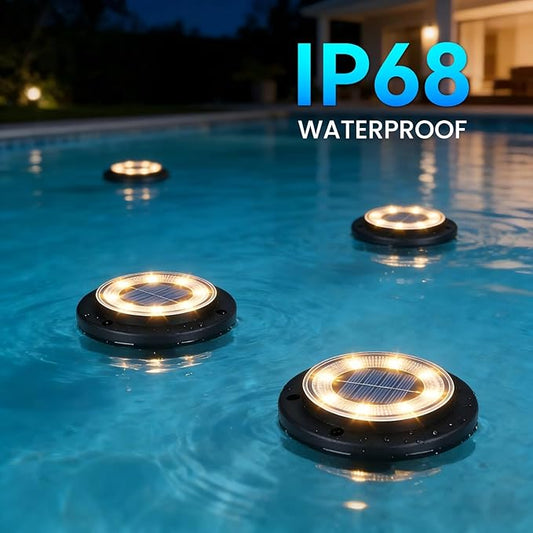 Flacchi Solar Lights Outdoor Waterproof - 2-in-1 Solar Powered Ground Lights Outdoor Solar Disk Light Landscape Light for Deck Step Patio Yard Pathway Walkway Driveway Garden (Warm White, 2 Pack)