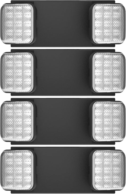4 Packs Blacks Emergency Lights with Backup Battery,Two Head Adjustable Fire Commercial Emergency Light Fixture-UL Listed-120/277VAC-Led Emergency Exit Lights Fixtures for Business.