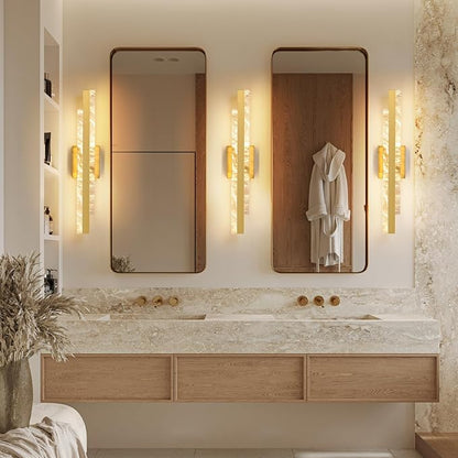 Modern Bathroom Vanity Light: Brushed Gold 24 inch 28W Dimmable LED Bath Bar Light Fixtures Over Mirror - Wall Sconce Picture Lights for Paintings Cabinets Bedroom 3000k