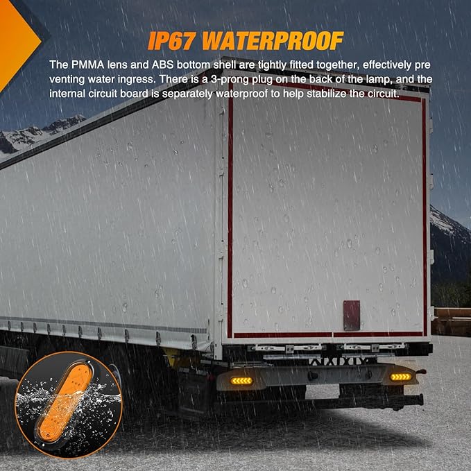 Nilight 6Inch Oval Tail Light 2PCS 35LED Arrow Amber Running Turn Signals Lights Surface Mount Waterproof for 12V Caravan Truck RV Camper Trailer Bus