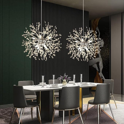 Modern Firework 8 Lights Crystal Chandeliers, Sputnik Dandelion Chrome Chandelier Light Fixture Pendant Lighting for Bedroom, Foyer, Hallway, Entryway, Kitchen, Dining Room