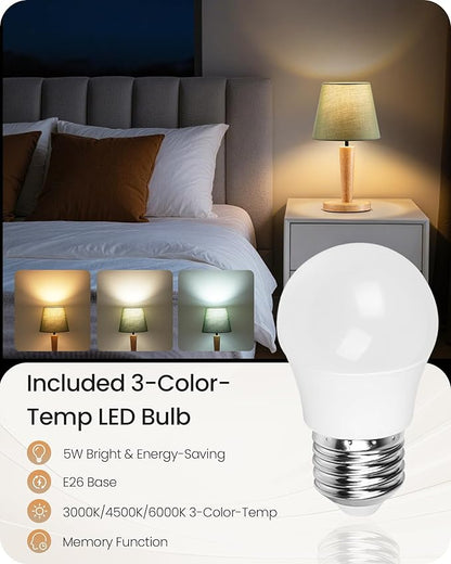 12" Wood Bedside Table Lamps Set of 2, Small Desk Lamps for Small Places, 3 Color Temperatures with Memory, Green Linen Shade & E26 Bulbs, for Bedroom Living Room Office MJ13TLP205