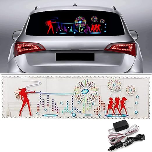 keeda Sound Music Activate Sensor Car Auto Sticker LED Light Equalizer Glow LED Light Audio Voice Rhythm Lamp (Firework, 90x25 cm)