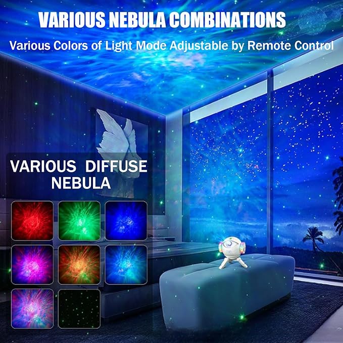 Star Projector Galaxy Night Light, Astronaut Space Projector with 8 Colors LED Nebula, Starry Ceiling LED Lamp with Remote, Adjustable Head Angle & Brightness,Kids Room Decor, Christmas Birthday Gifts