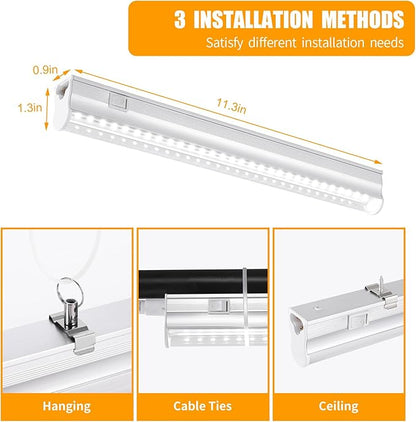 T5 1FT 0.3M 6W×4 White Light 5000K Grow Light Tubes,Full Spectrum LED Grow Lights,6W Energy Efficient,Plug & Play,for Hydroponics/Soil Seedlings Vegetables Herbs Flower (4 Packs)