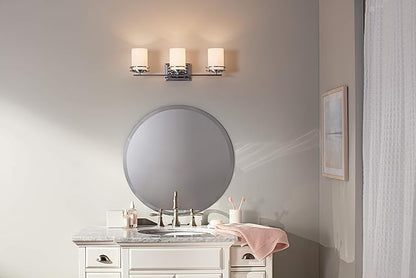 Kichler Hendrik 24" 3 Light Vanity Light with Satin Etched Cased Opal Glass Chrome