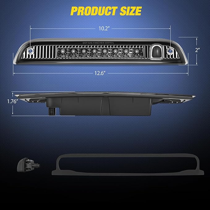 Nilight Third Brake Light Tail High Mount 3rd Stop Lights Smoked Lens Compatible with Jeep Patriot 2007 2008 2009 2010 2011 2012 2013 2014 2015 2016 2017 Van SUV Rear Center Cab Lamp