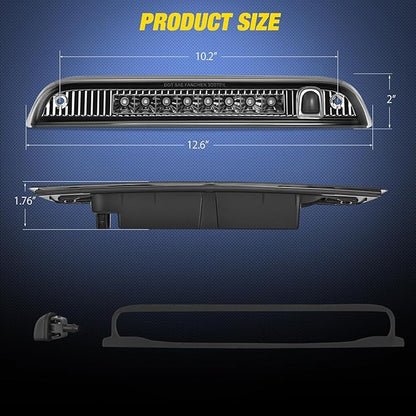 Nilight Third Brake Light Tail High Mount 3rd Stop Lights Smoked Lens Compatible with Jeep Patriot 2007 2008 2009 2010 2011 2012 2013 2014 2015 2016 2017 Van SUV Rear Center Cab Lamp