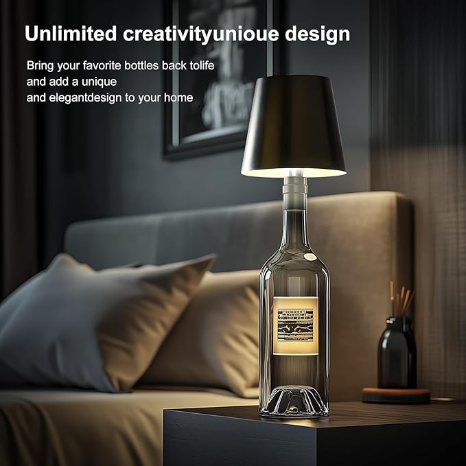 Wireless Bottle Lamp, 2026 New 3 Color Rechargeable Led Wine Bottle Lights for Bars Restaurants (Sapphire Blue, 1PC)