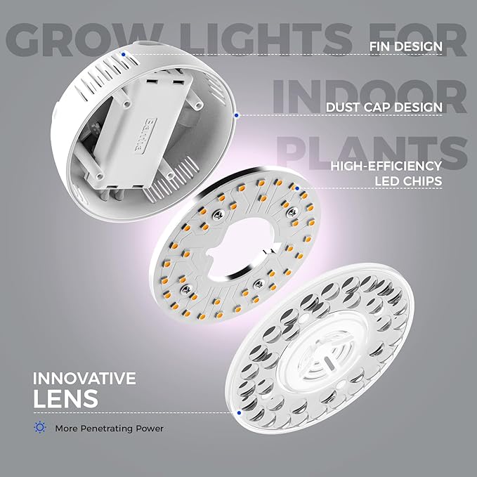 Barrina Orbgrow OG09 Puck Grow Light with Timer, Pinkish White 54W(6 x 9W, 810 Watt Equiv), Full Spectrum Plant Light for Indoor Plants, Magnetic & Linkable, 5 Levels Dimmable for Plant Shelf, 6 Packs