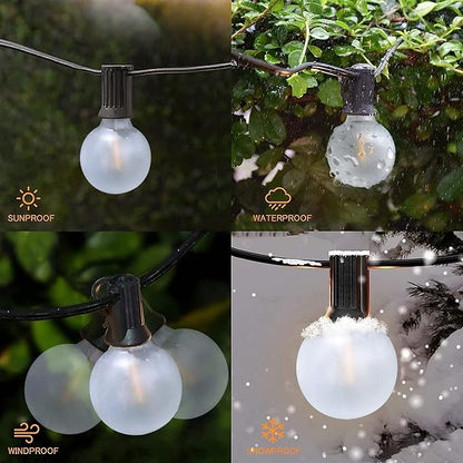 GOOTHY Outdoor LED String Lights, 50Ft with 52 Frosted White LED Globe Bulbs, Waterproof for Indoor/Outdoor Use, Perfect for Garden, Bistro, Pergola, Tents & Decorations, White